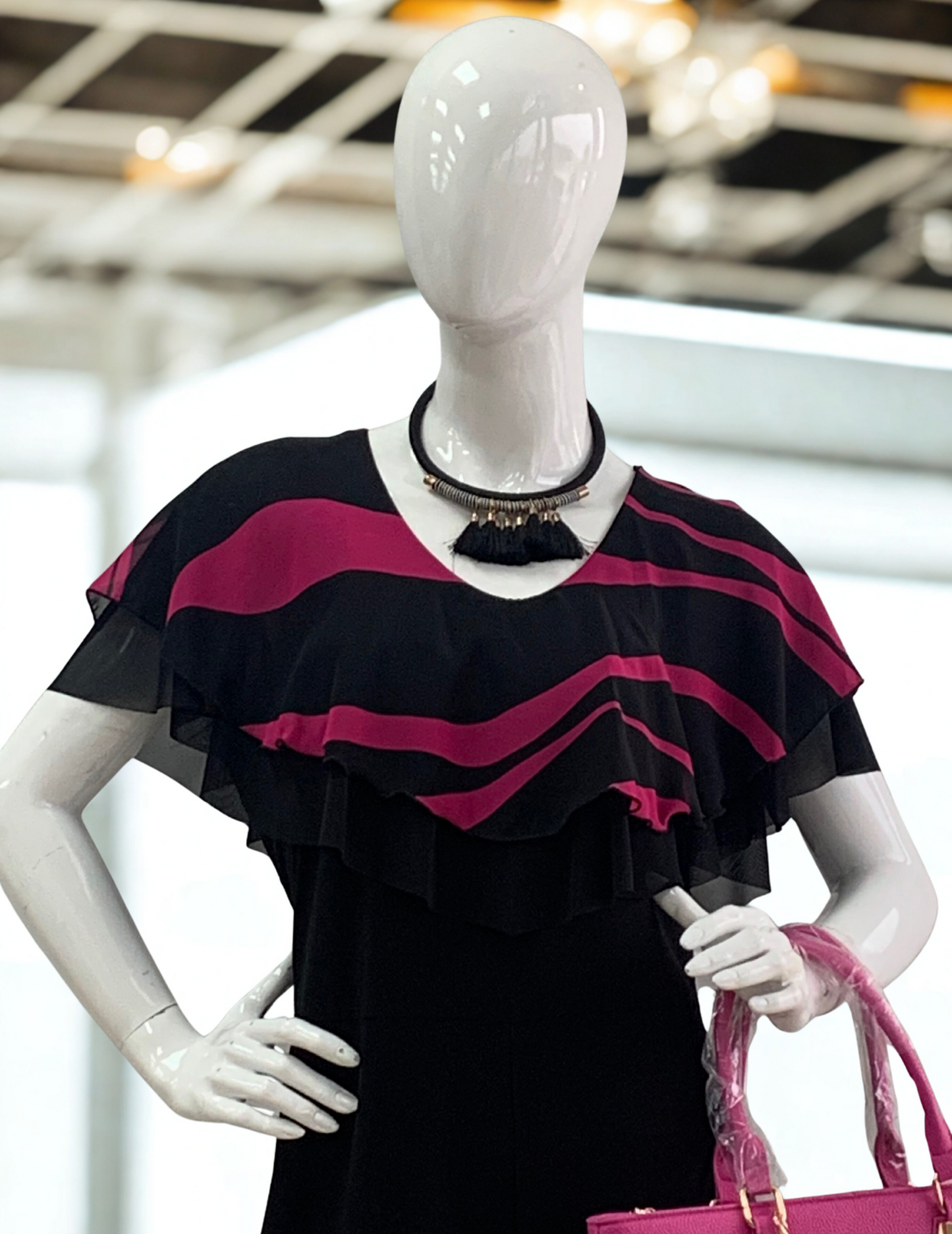 Magenta Wave Ruffle Jumpsuit