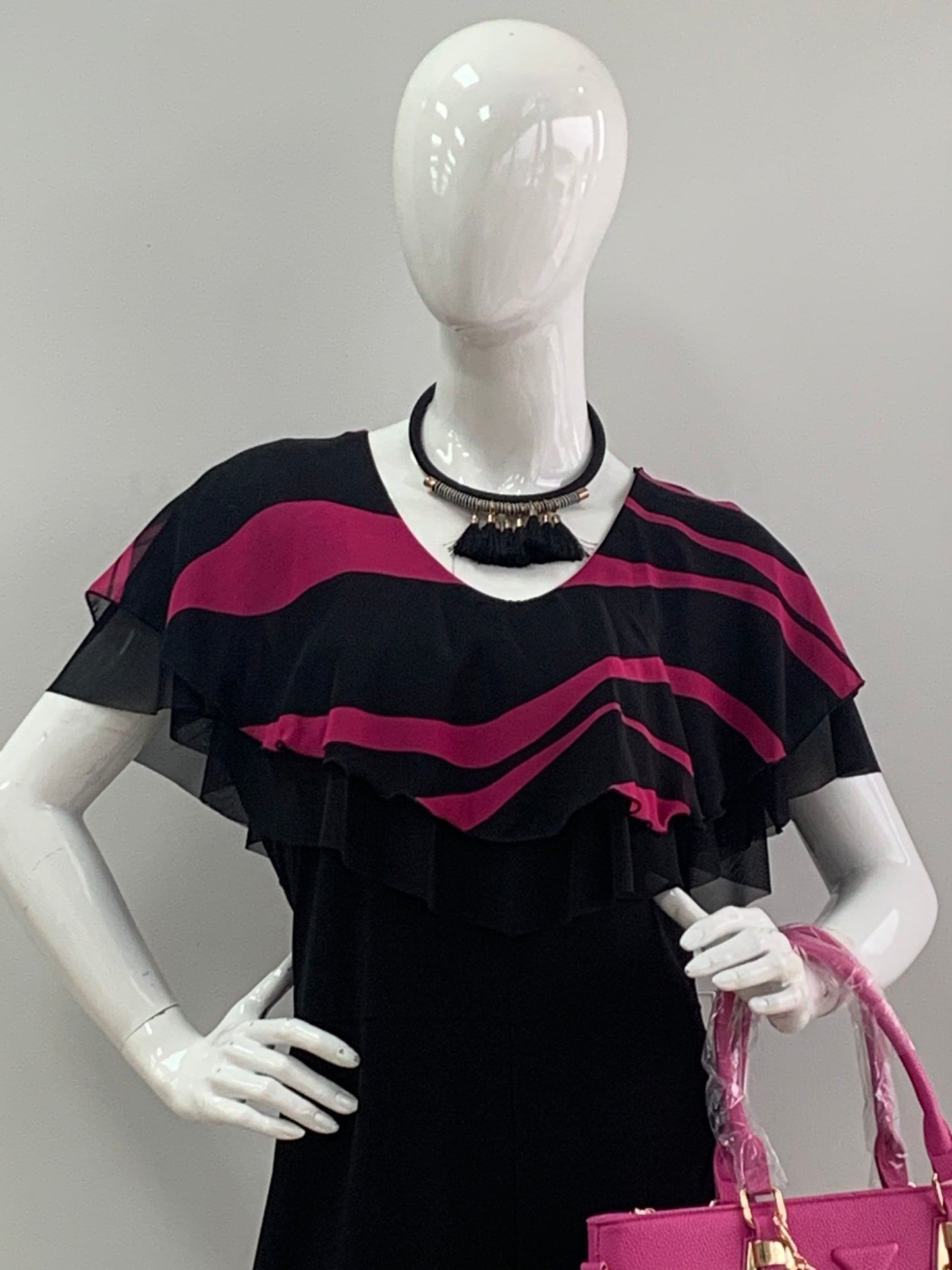 Magenta Wave Ruffle Jumpsuit