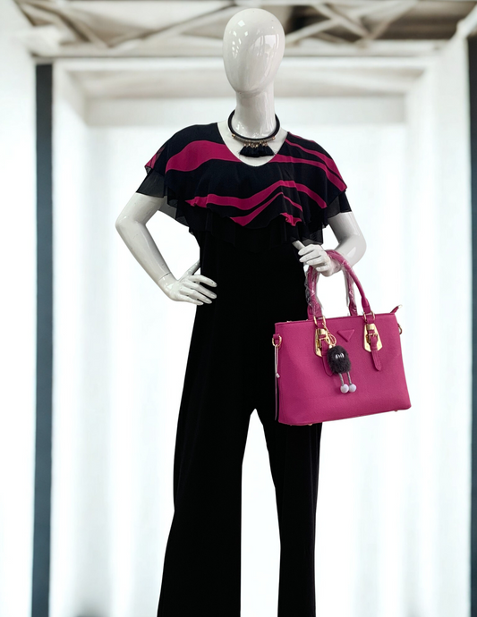 Magenta Wave Ruffle Jumpsuit