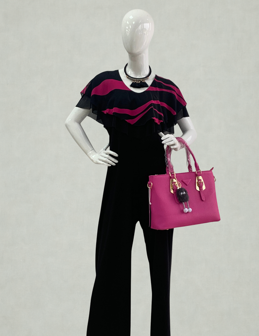 Magenta Wave Ruffle Jumpsuit