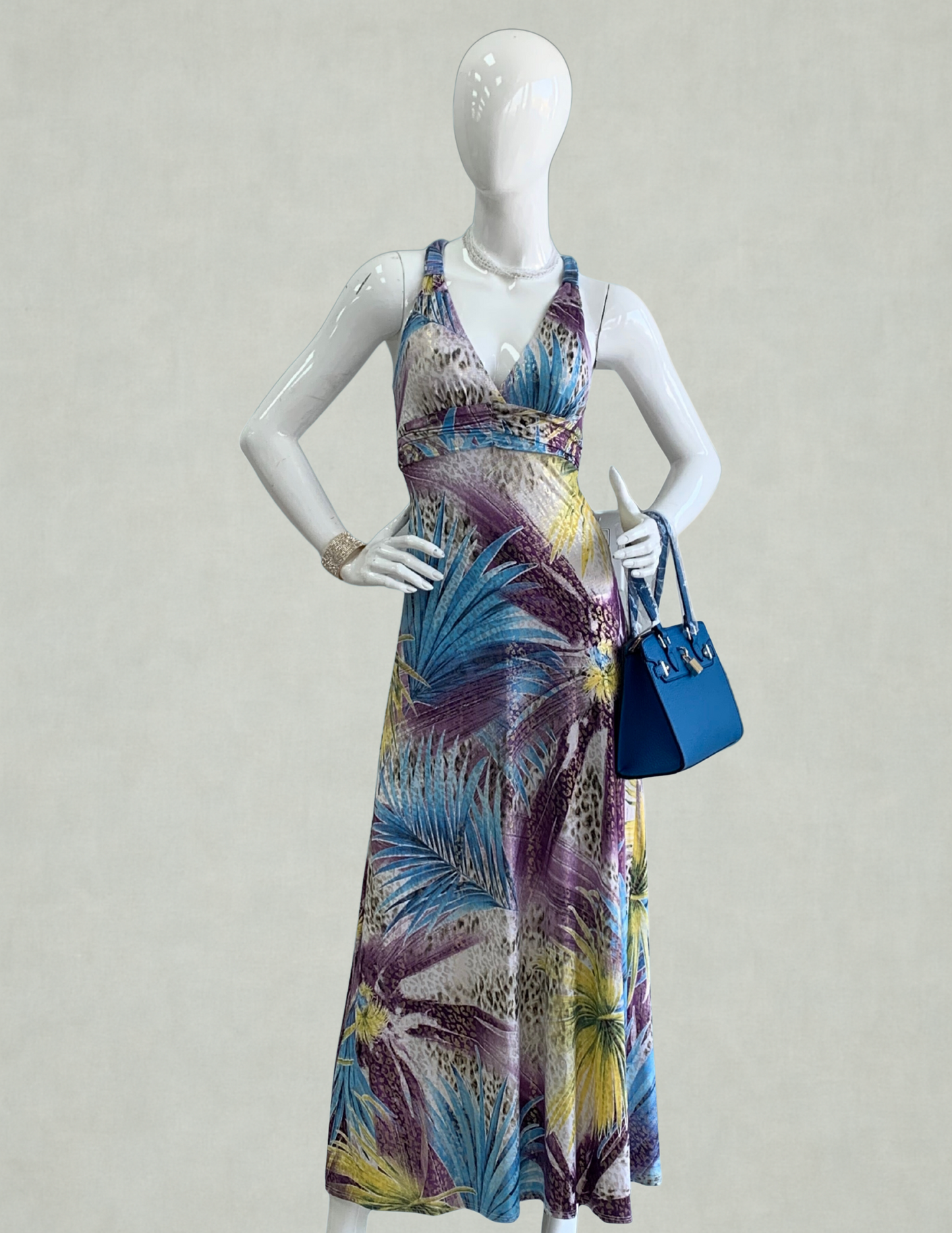 Tropical Escape V-Neck Maxi Dress