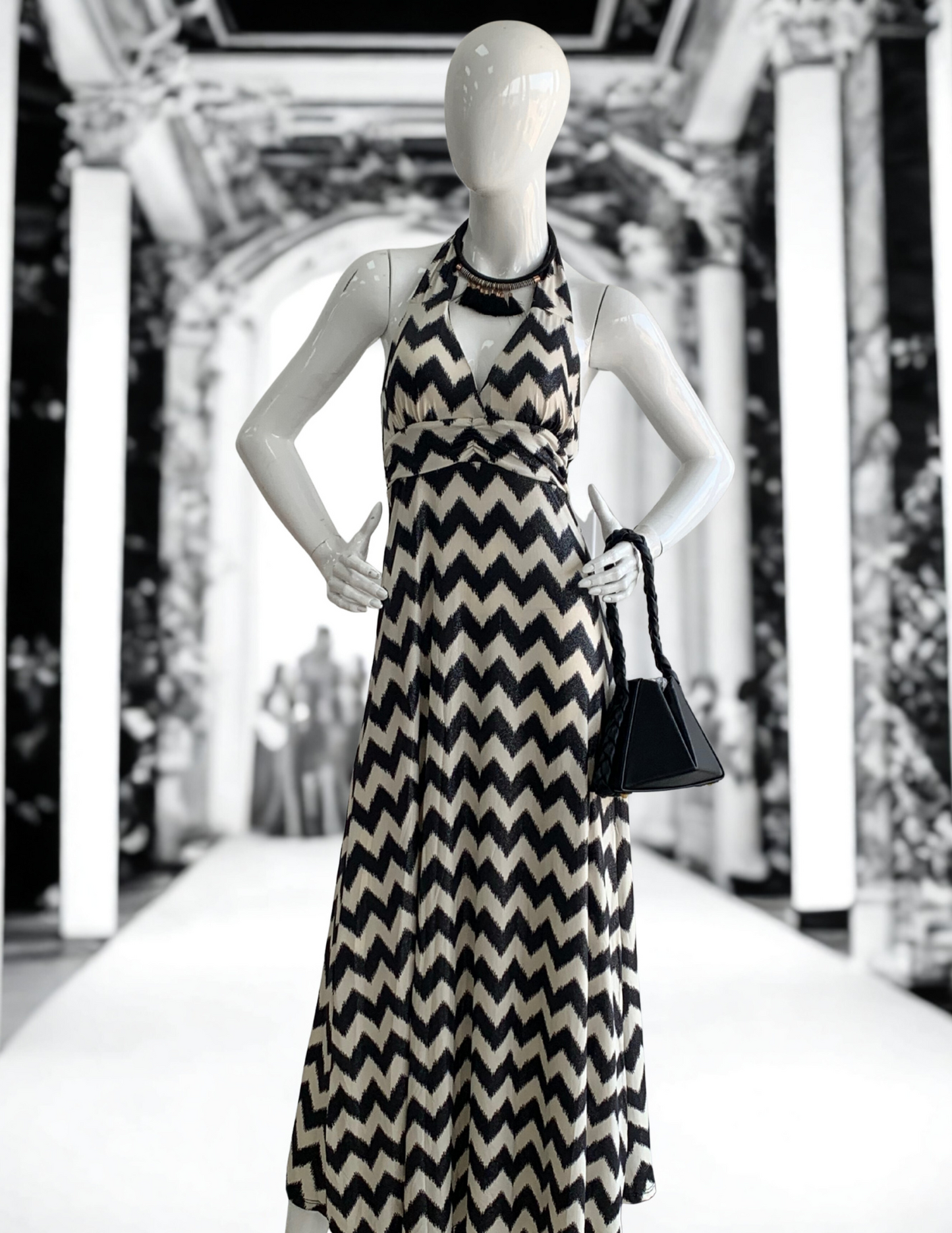 Chevron Elegance Maxi Dress